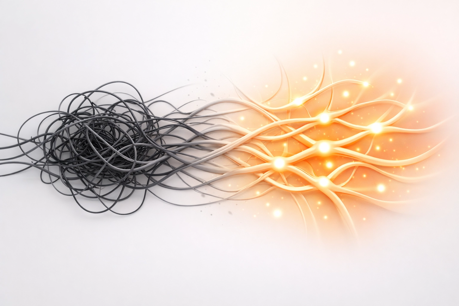 Visual representation of how trauma therapy helps reorganize and heal brain pathways