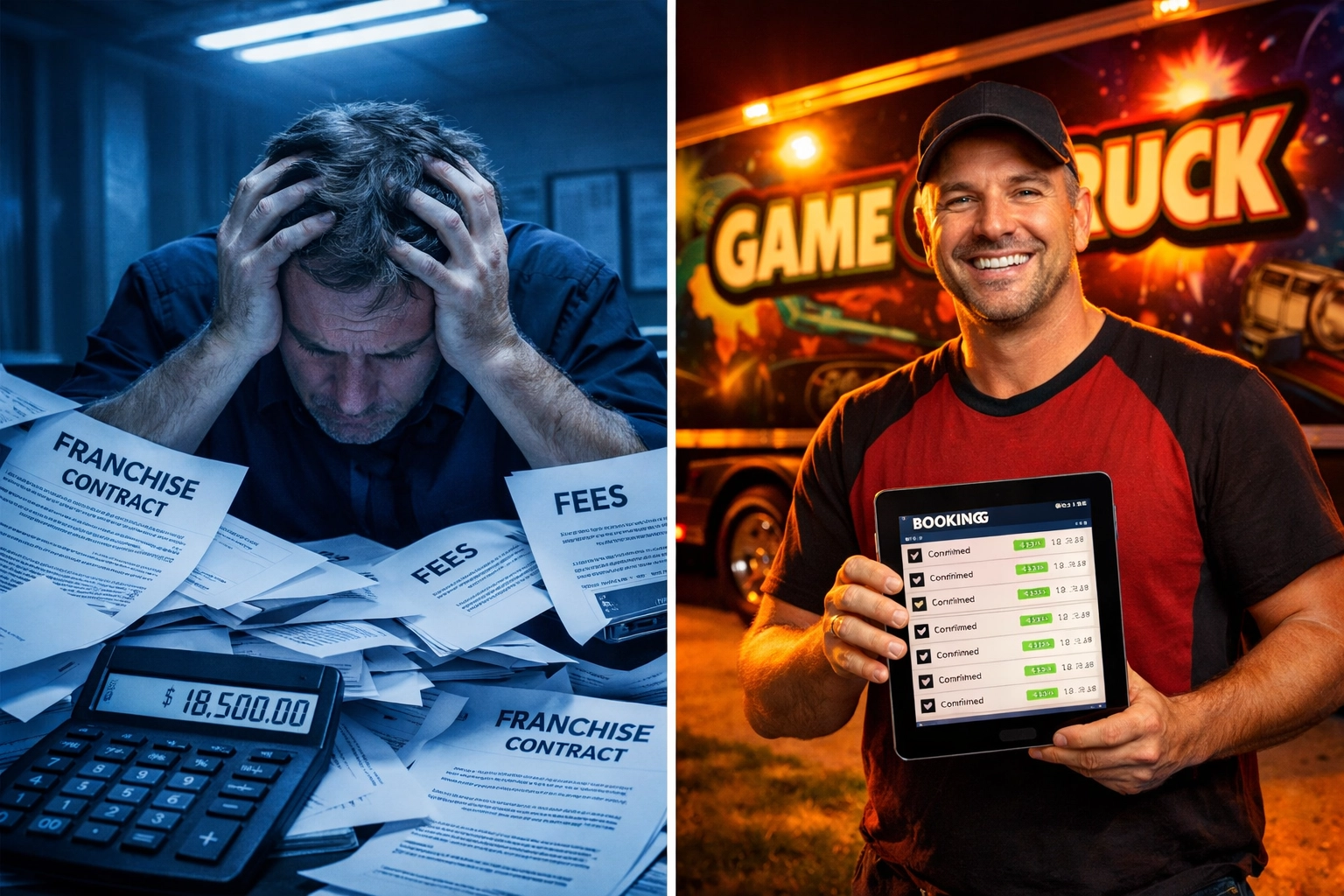 Game truck business owner vs franchise owner comparison showing independent ownership freedom