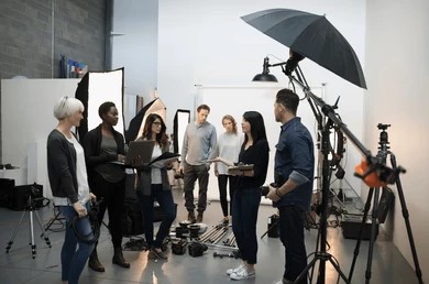 Diverse Film Crew in Studio