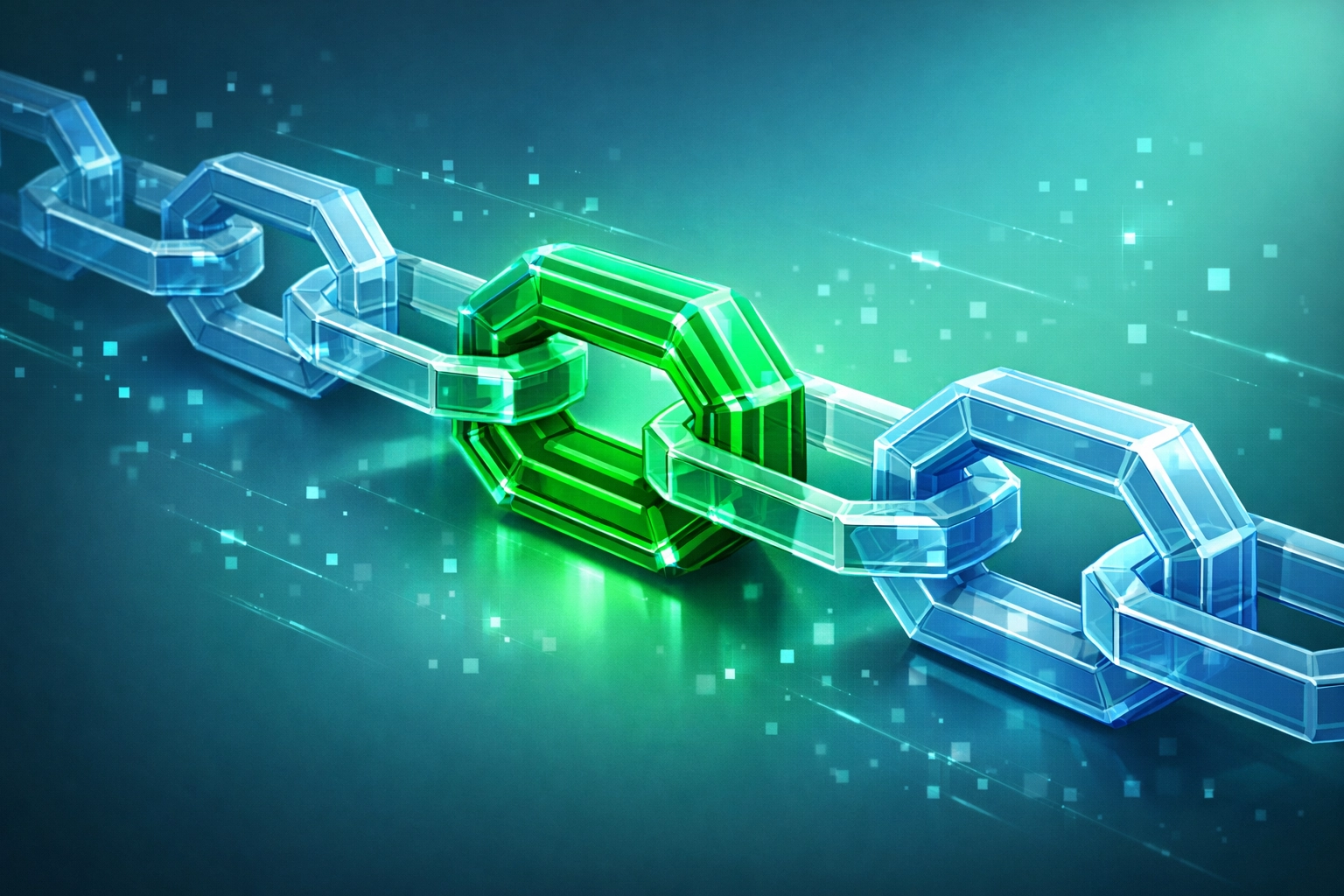 Reinforced digital chain link representing a strong security posture in the vendor chain of risk.