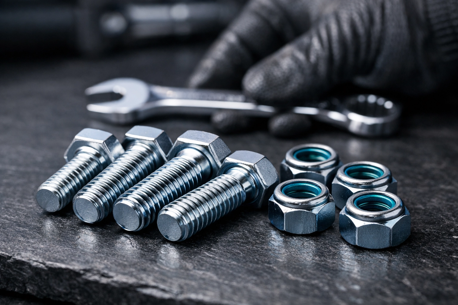 High-quality zinc-coated bolts and nuts for reliable wheel alignment and suspension repairs.