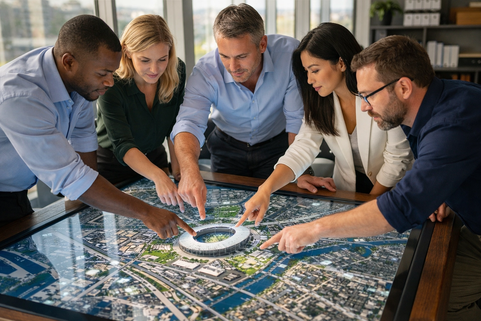 Strategic business consulting team planning brand engagement for Super Bowl 2026 at Levi's Stadium.