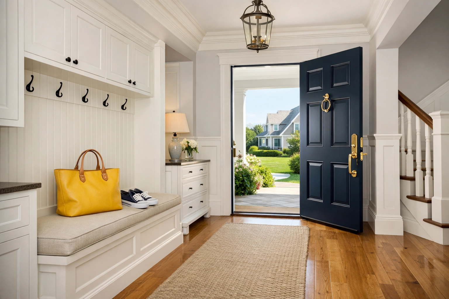 Clean luxury home entryway in New Seabury maintained by professional house cleaning services.