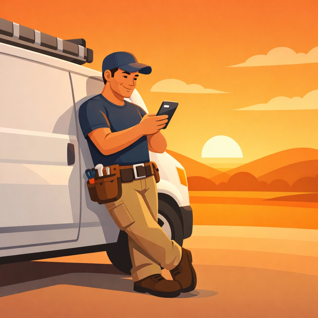 A professional contractor using a photo timeline app to stay organized and manage job site documentation.