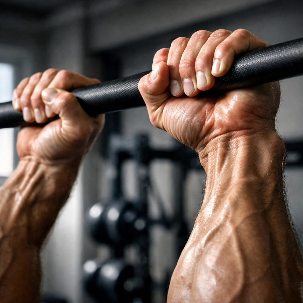 Proper grip technique on pull-up bar for home resistance training