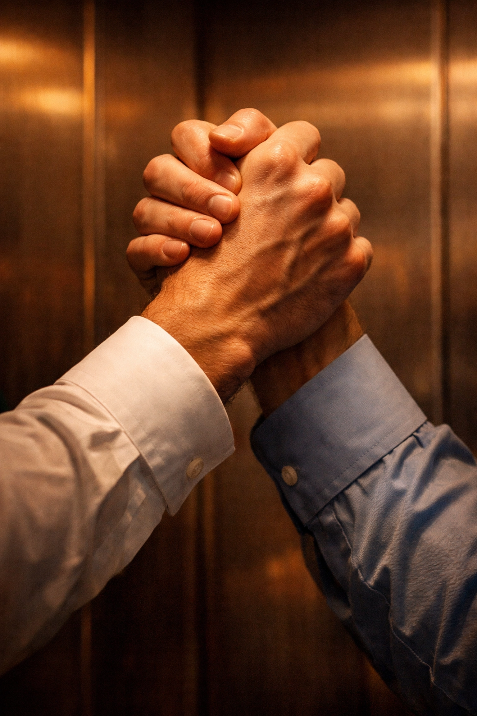 Two men's hands clasping together in romantic connection - gay romance moment