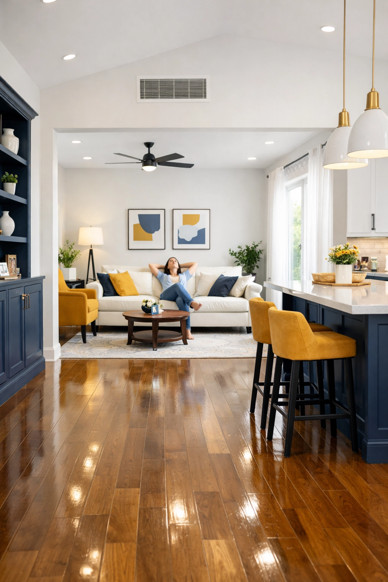 A homeowner enjoying fresh air after a thorough weekly house cleaning service.