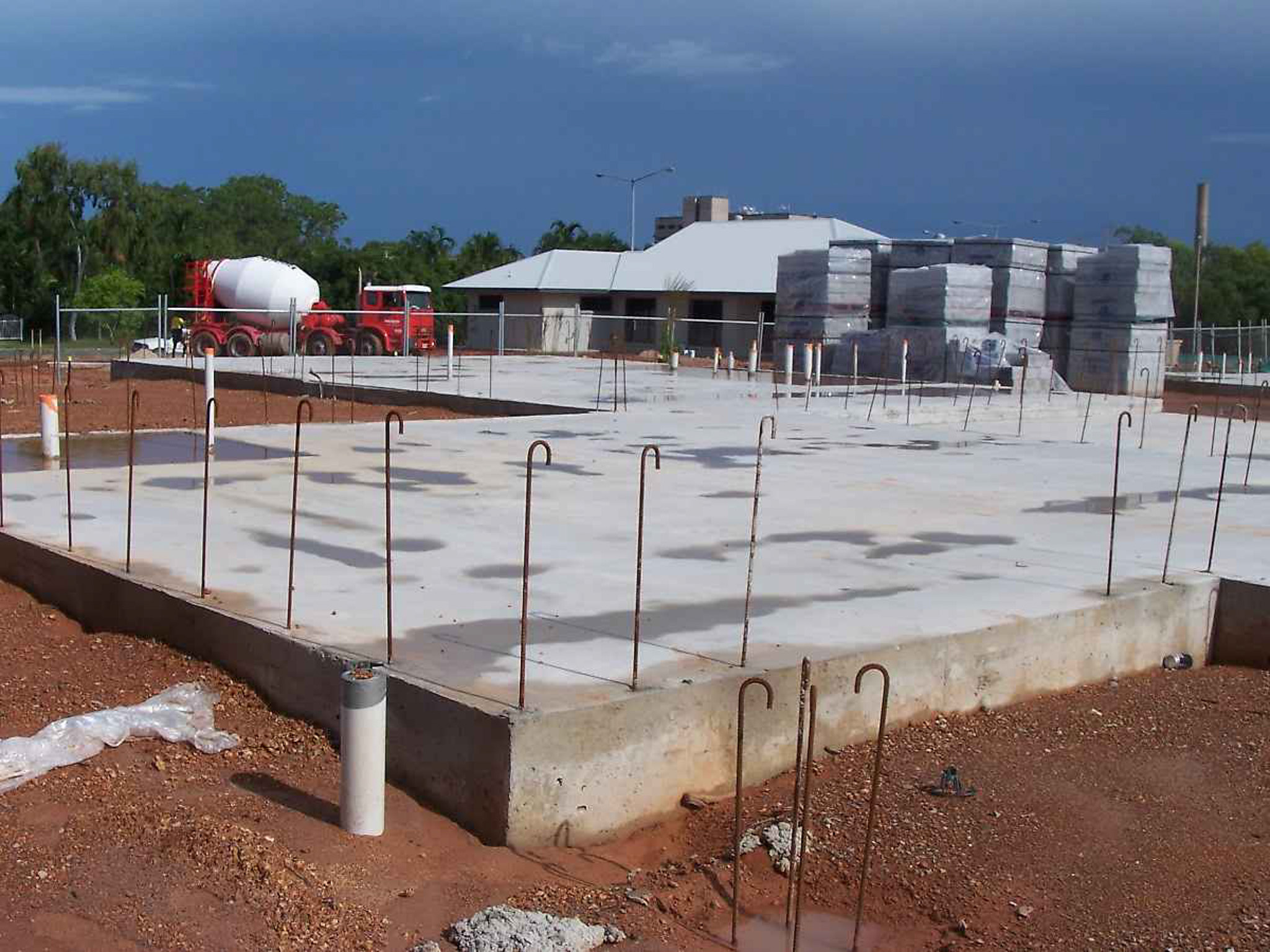 Concrete Foundation Slab at Early-Stage Construction Site