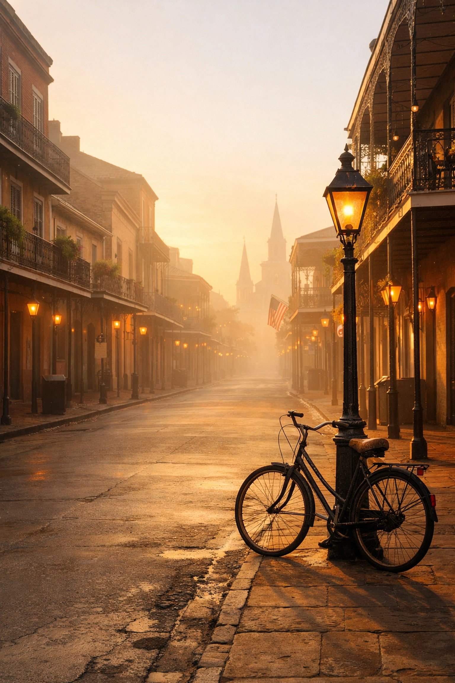 Golden hour at dawn in the French Quarter, capturing the quiet side of NOLA's best photography locations.
