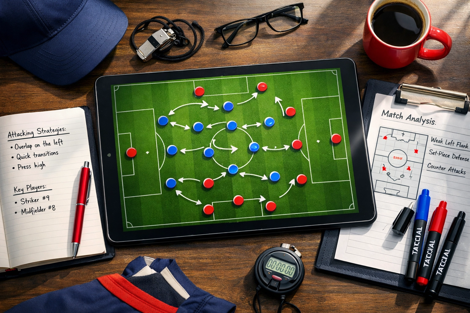 Tactical formation analysis on tablet showing Bayern vs PSG Champions League strategy