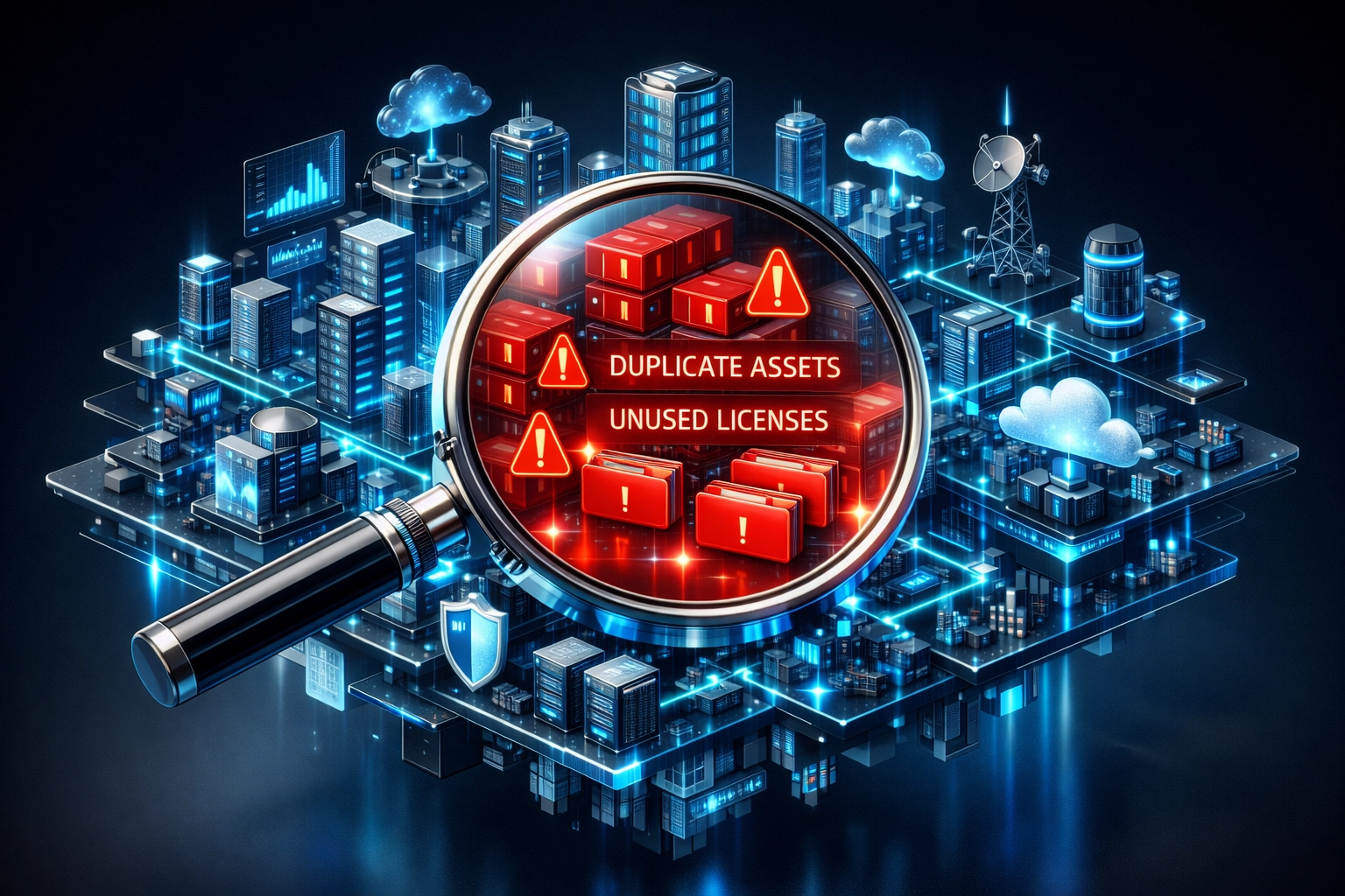 ServiceNow ITOM and ITAM infrastructure network revealing duplicate licenses and unused assets