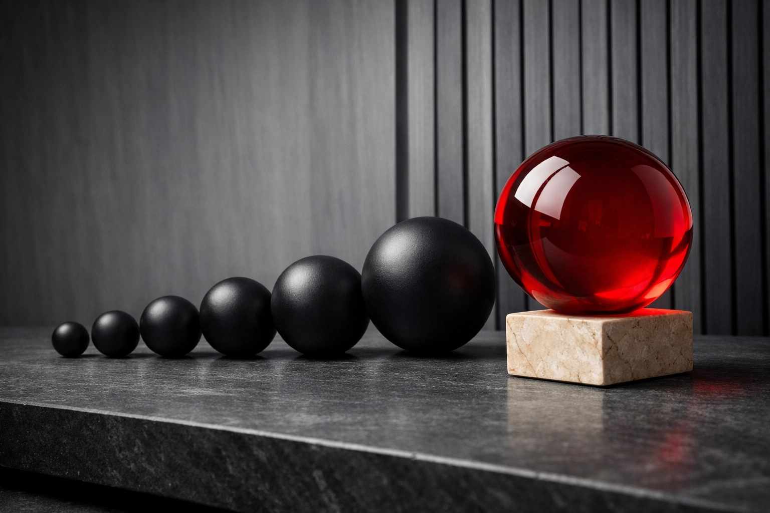 Red sphere representing net profit growth vs commission splits in cloud based real estate brokerages.