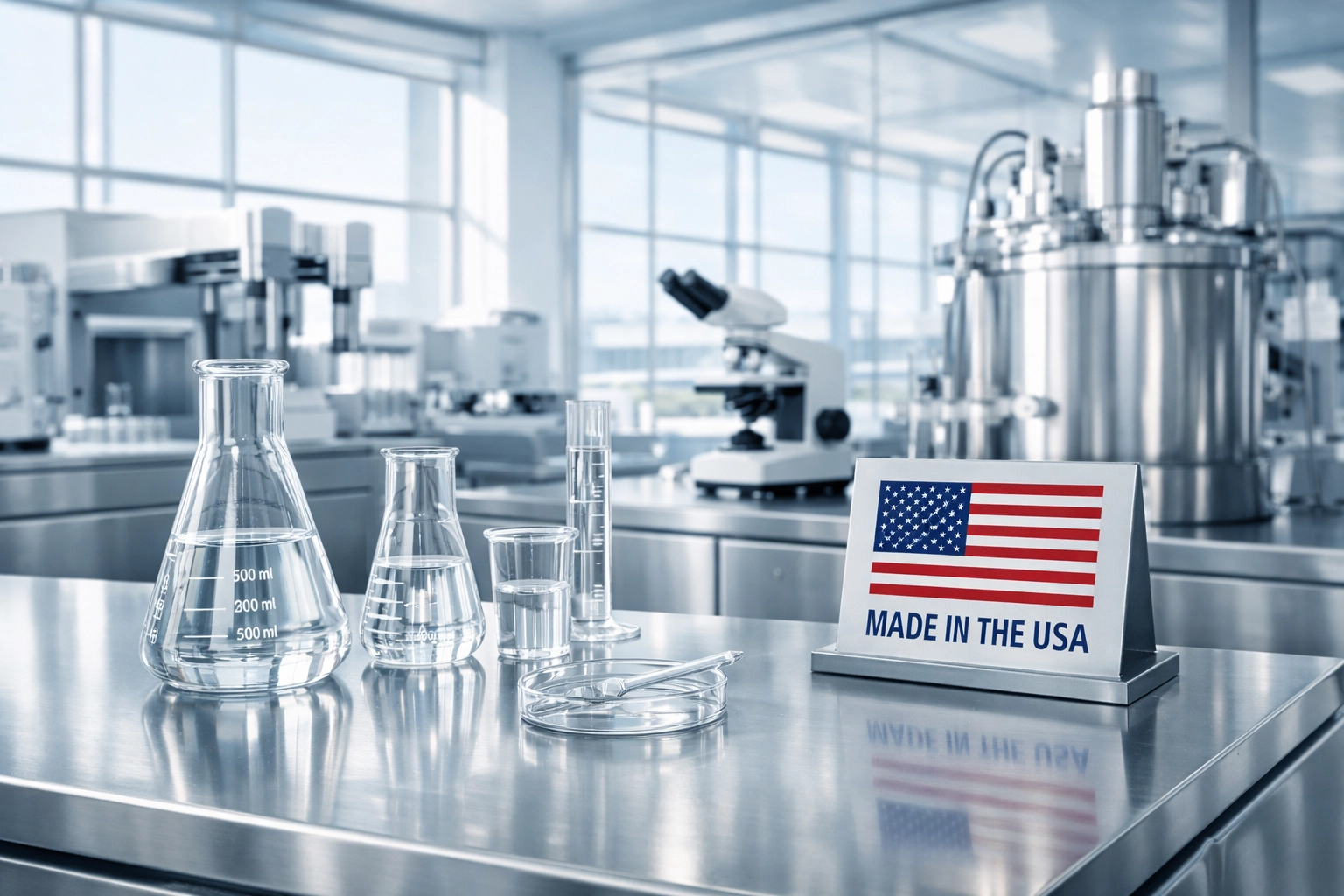 A clean GMP certified laboratory where premium NMN and dietary supplements are manufactured in the USA.