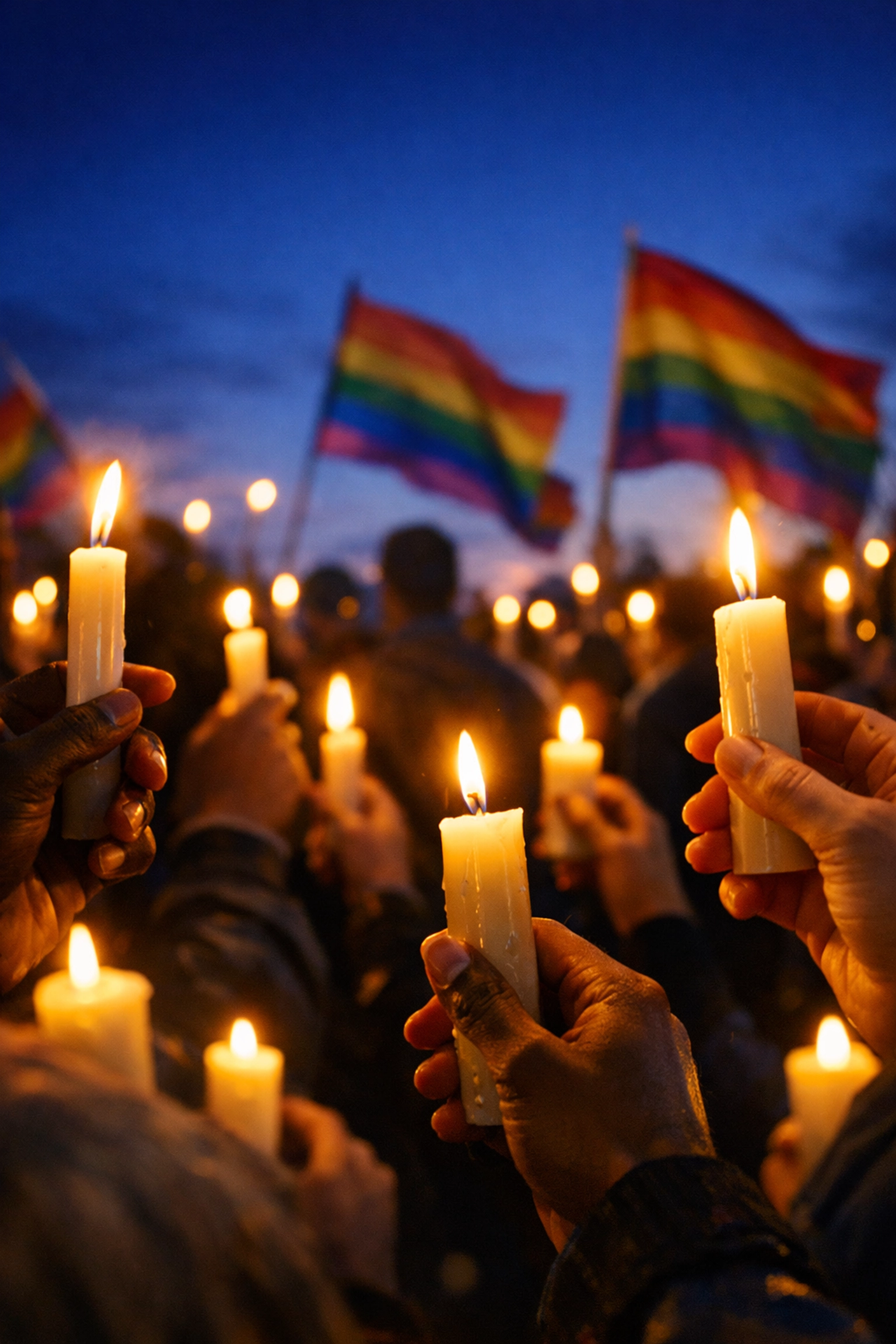 LGBTQ+ community candlelight vigil memorial for Matthew Shepard