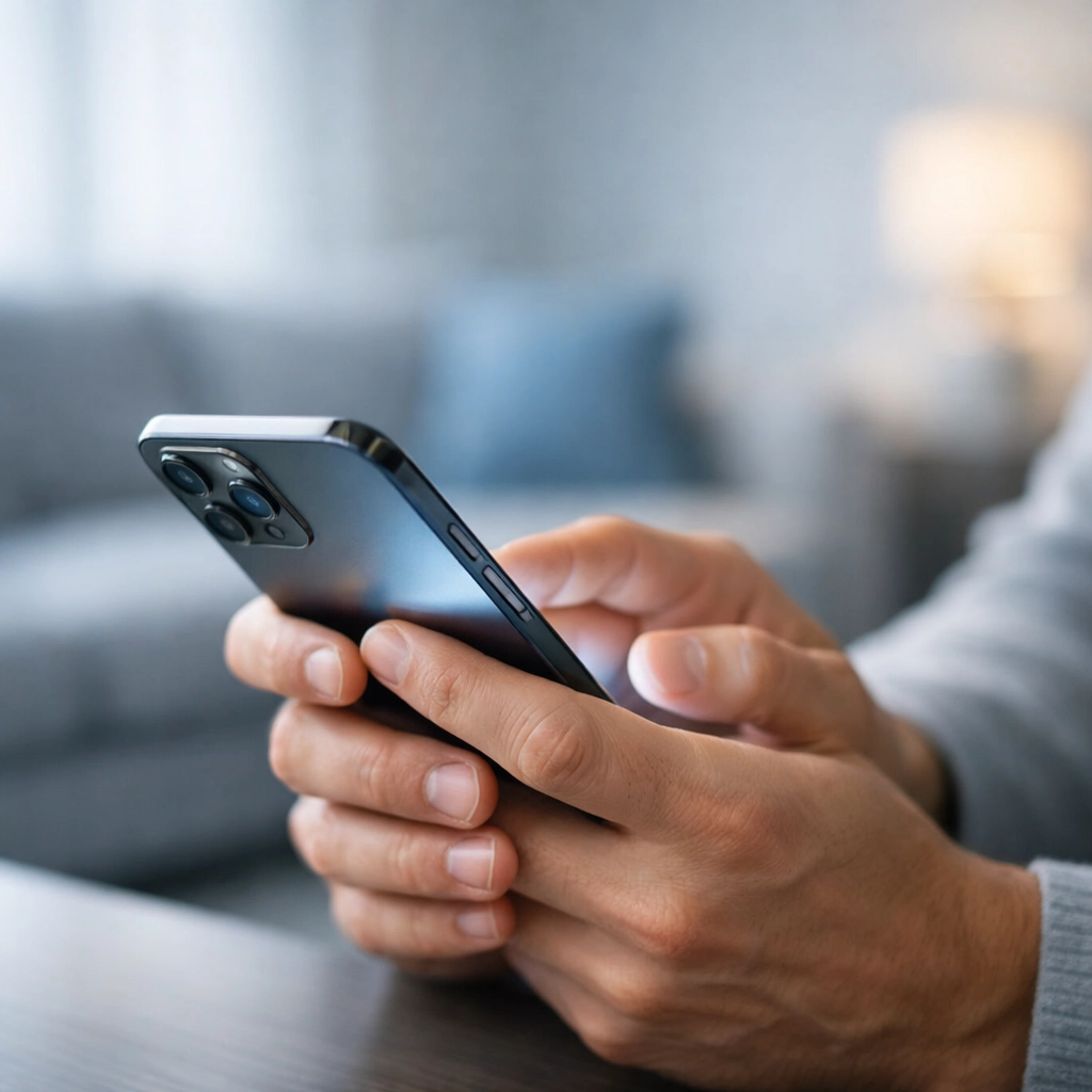 Close-up of hands holding a phone after receiving an Interac E-Transfer for an instant loan in Canada.