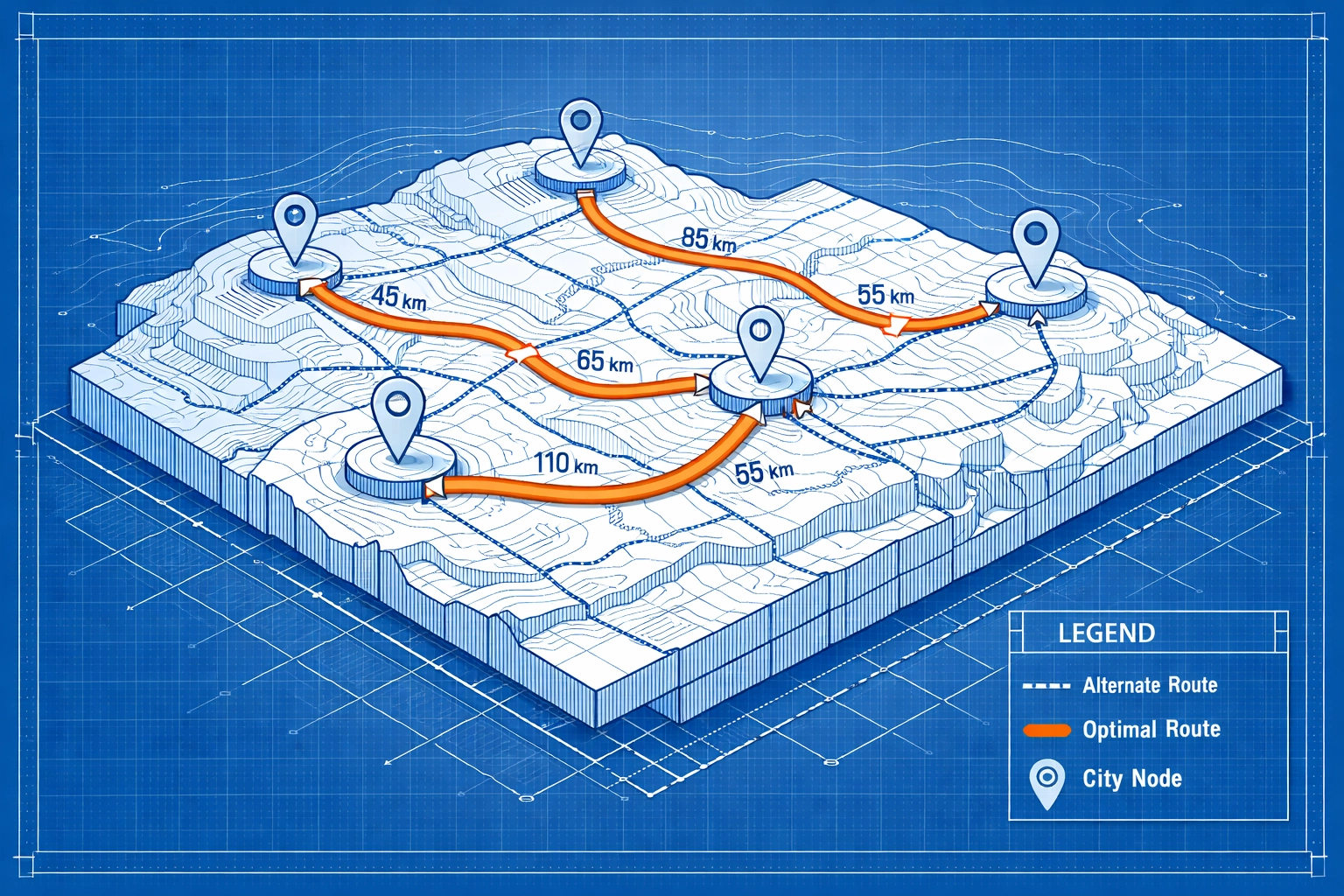 Territory map displaying optimized sales routes and geographic coverage areas