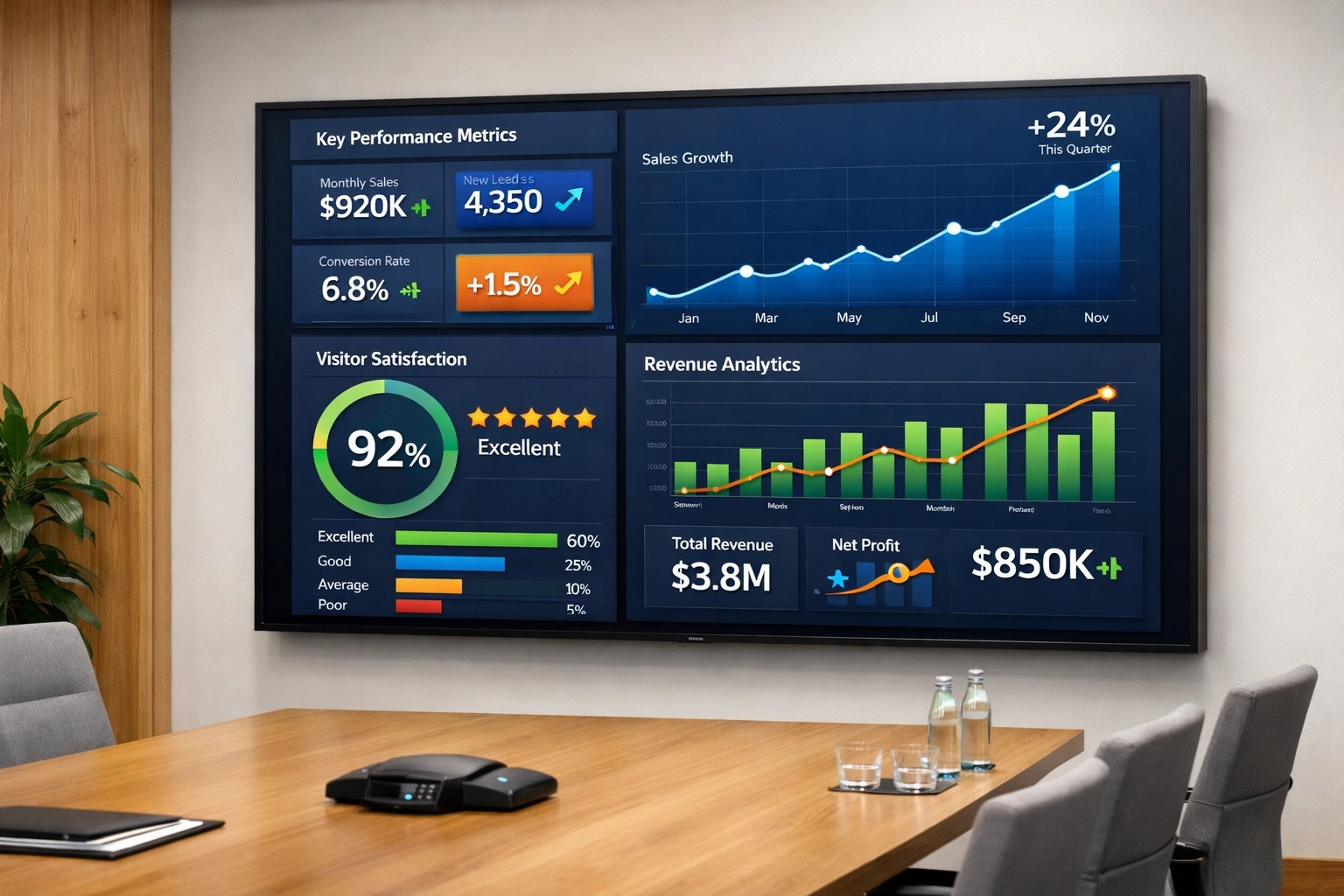 Digital dashboard displaying zoo performance metrics and visitor satisfaction KPIs