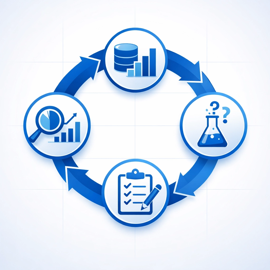 Conversion optimization cycle diagram showing continuous testing and improvement framework