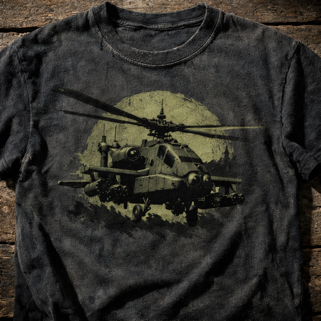 Helicopter t shirt with bold graphic design representing aviation culture and lifestyle