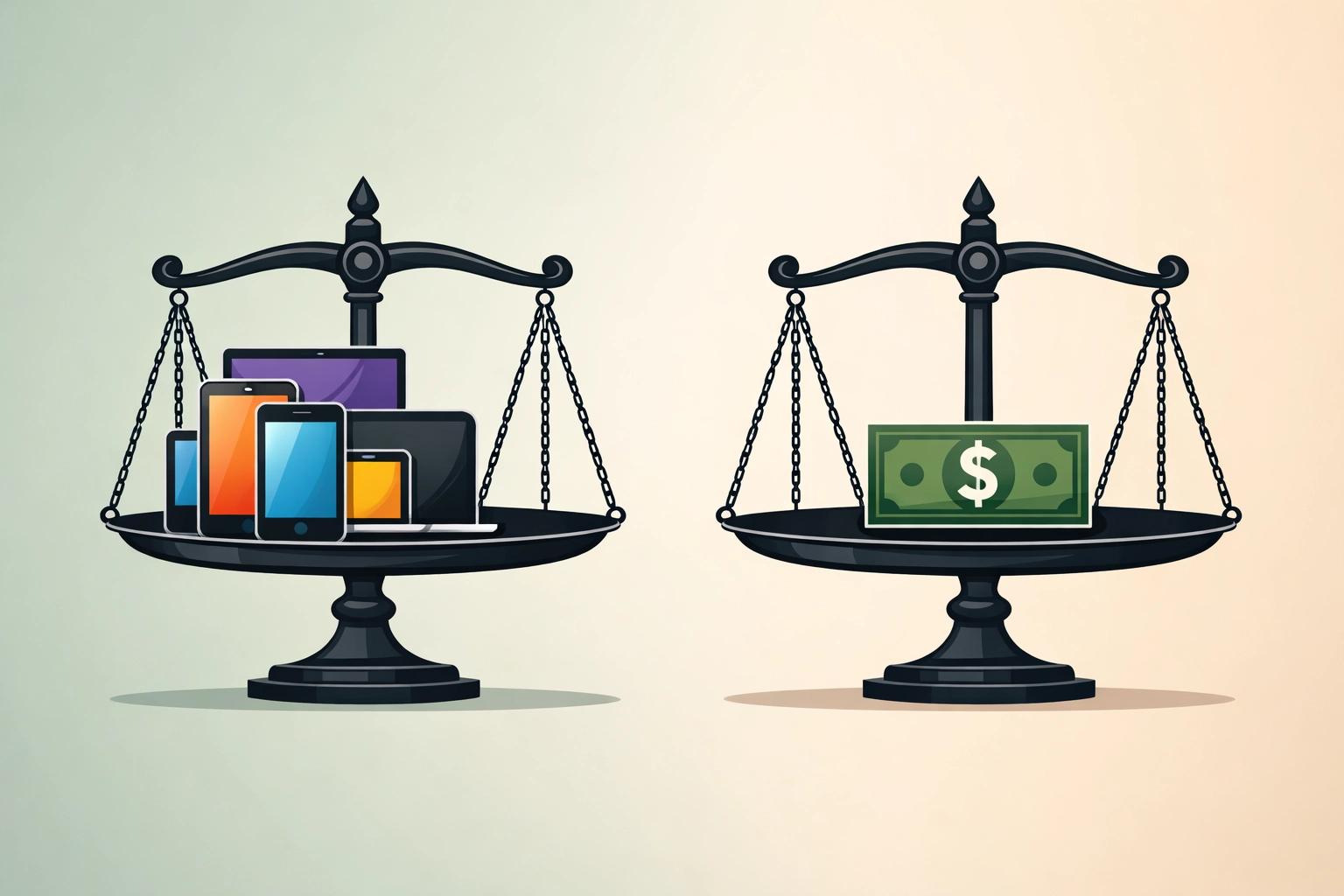 Cost comparison scale showing Bark and Covenant Eyes pricing for family digital safety