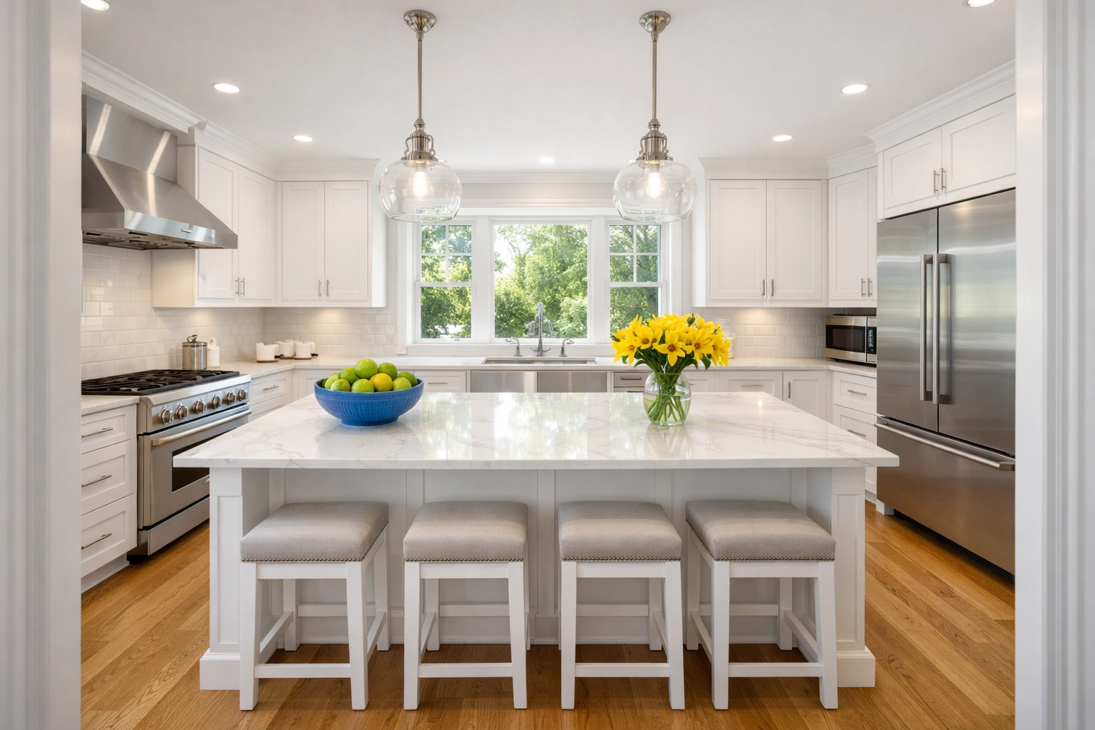 Pristine renovated kitchen following expert post construction cleaning Southborough.