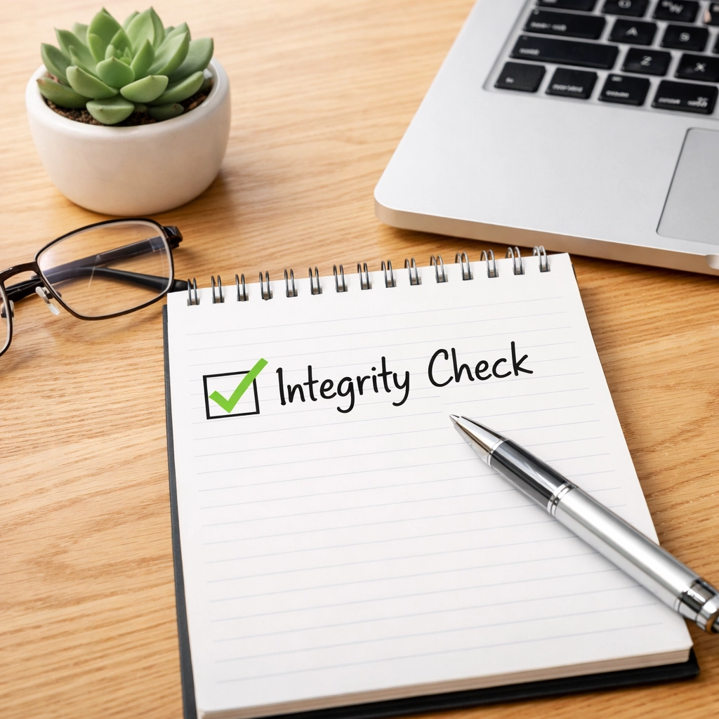 A green checkmark for a bookkeeping integrity check, representing expert bookkeeping services.