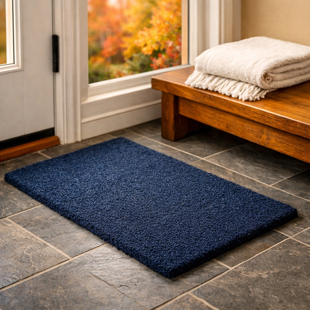 Clean slate entryway floor and doormat, part of apartment cleaning services in Leominster MA.