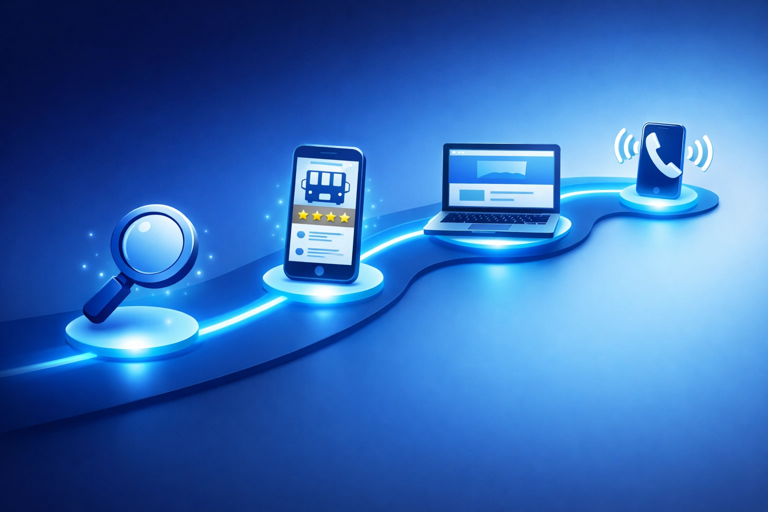 Visual customer journey map showing path from search to phone call conversion for local businesses