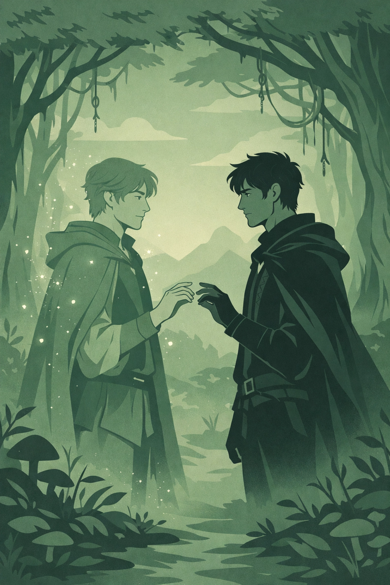 Fantasy MM romance - two men in enchanted forest paranormal gay love story