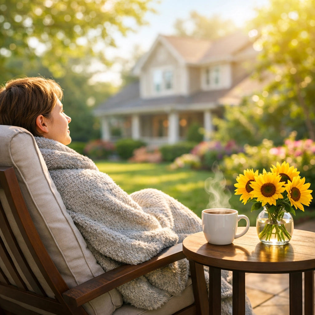 A person resting at home during recovery, showing the financial peace of mind from critical illness cover.