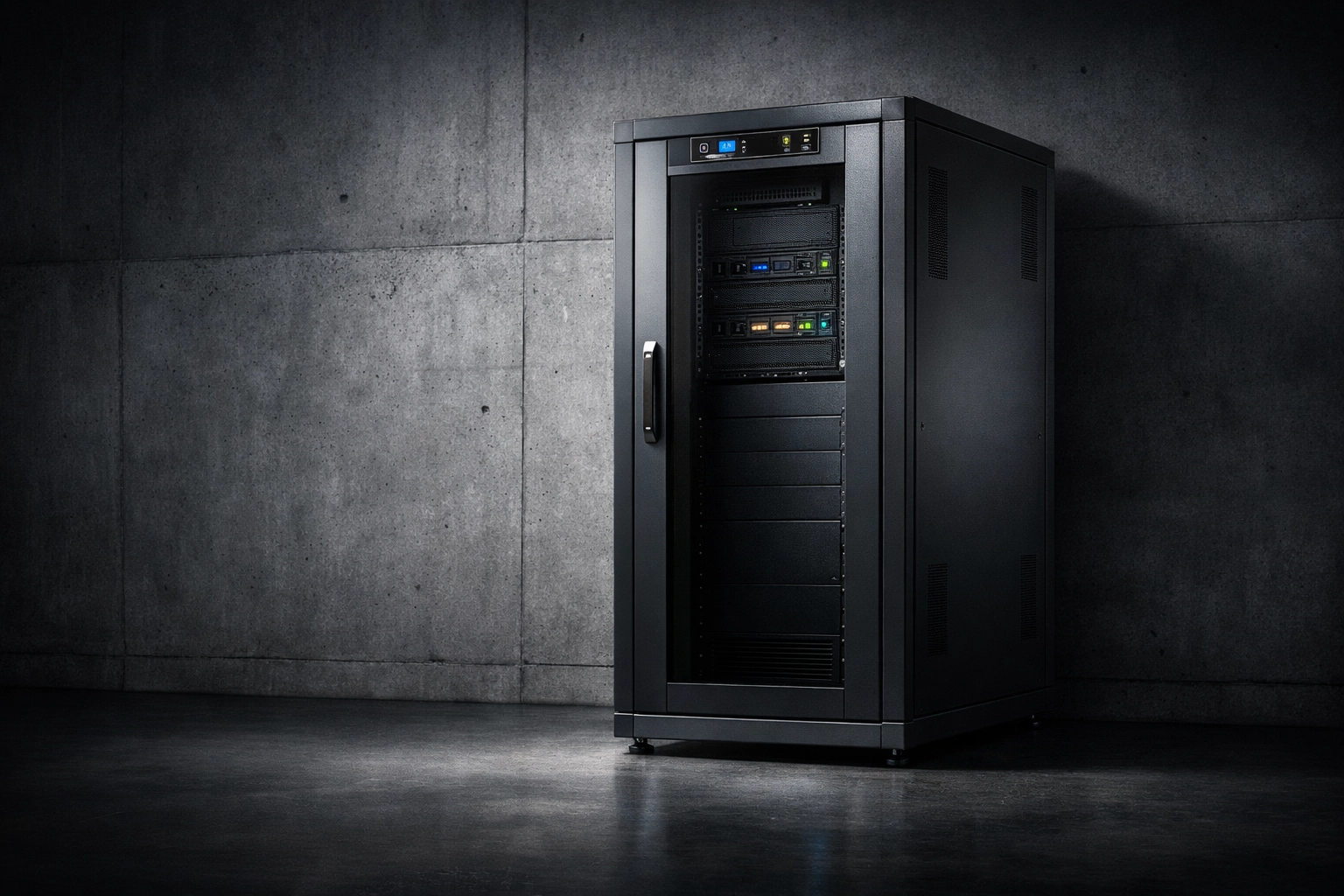 Environmentally hardened micro data center enclosure for reliable edge computing power protection.