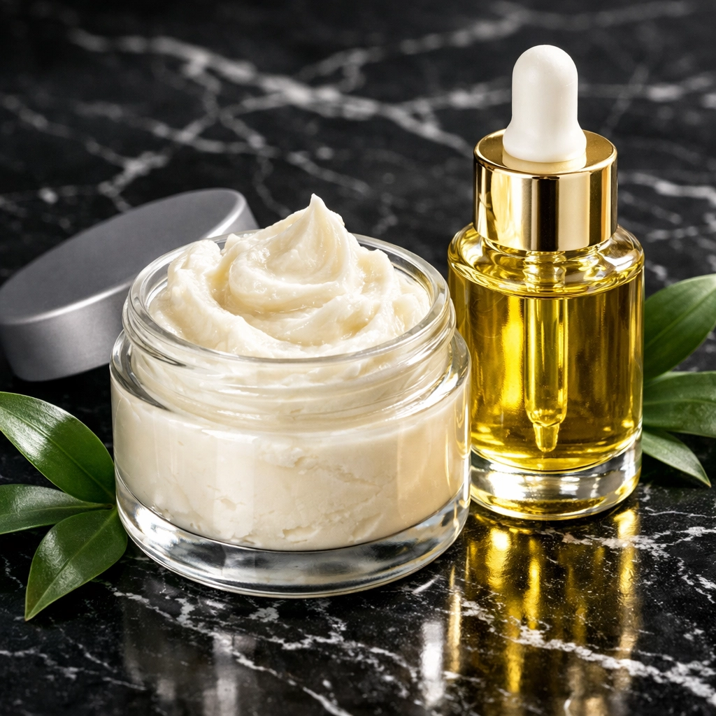 Natural shea butter and facial oils from a Black-owned beauty brand for wellness and self-care.