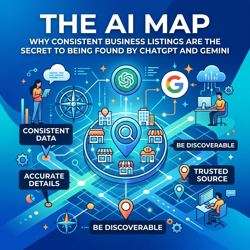 AI map showing consistent business listings
