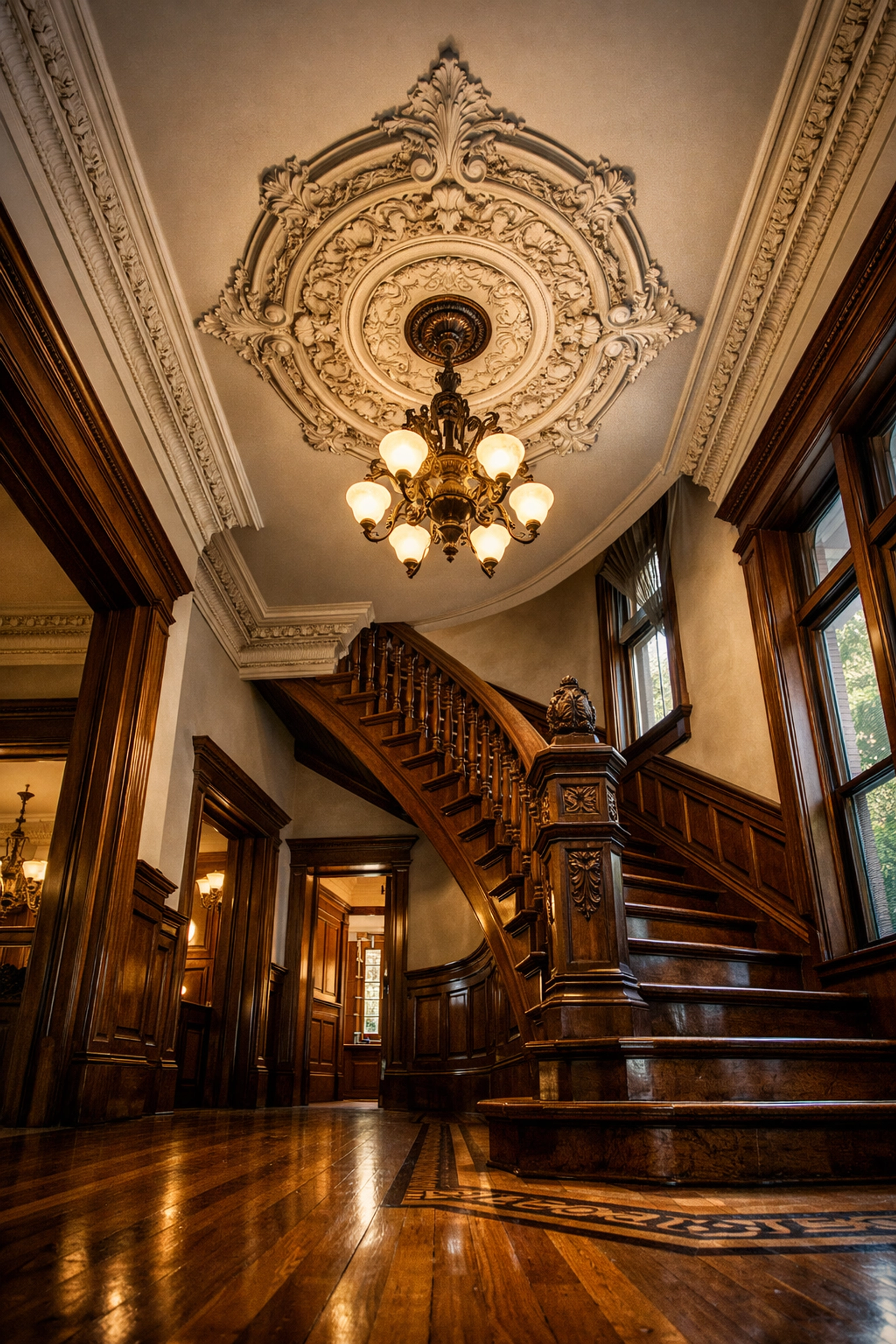 Historic St. Louis home interior featuring ornate architectural details and craftsmanship