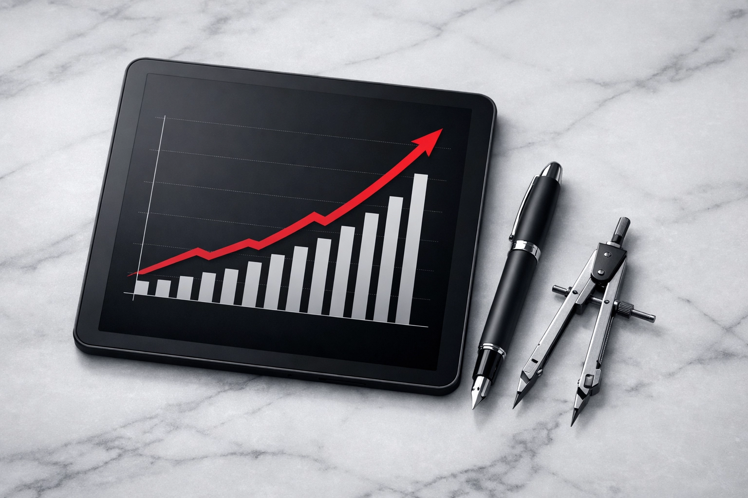 A tablet displaying a growth chart showing the ROI of expert local SEO services.