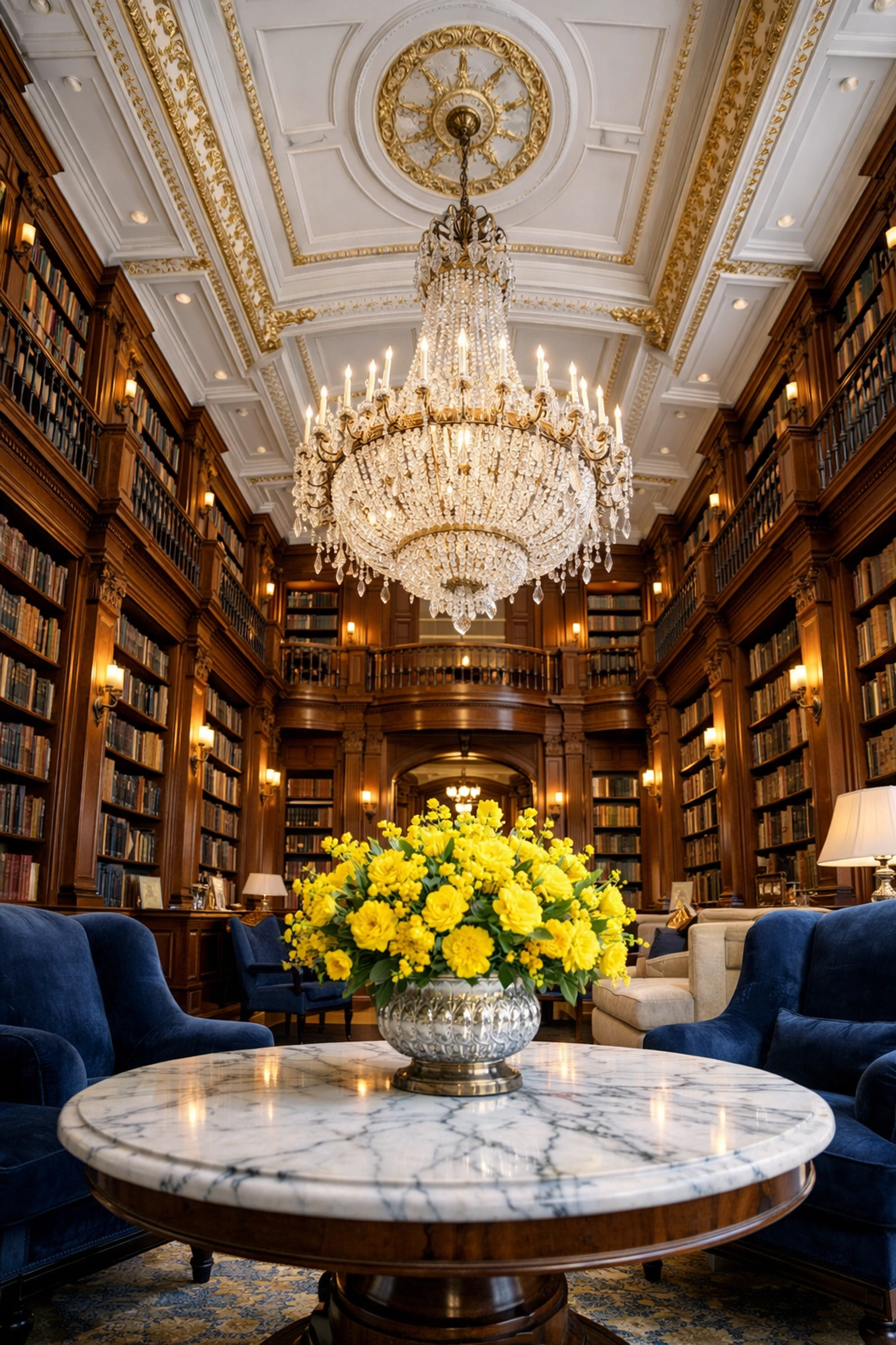 Grand Gilded Age library showcasing vertical dusting details for Luxury House Cleaning Weston MA.