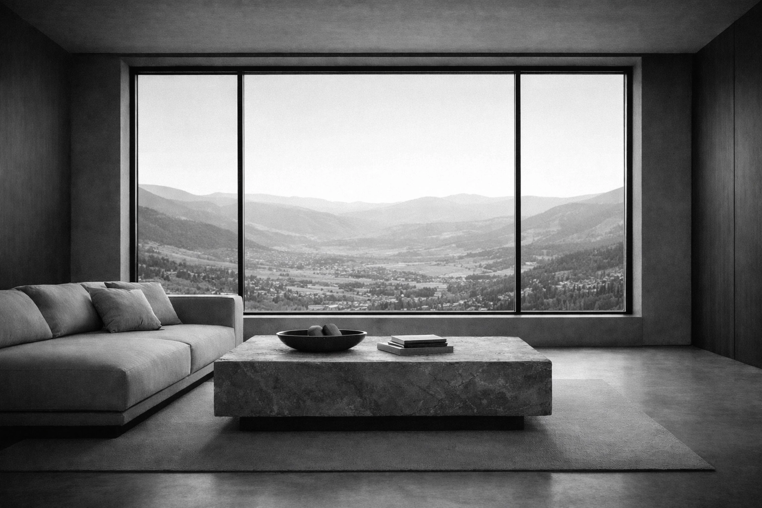 High-end interior of a Steamboat vacation rental with rolling mountain views.