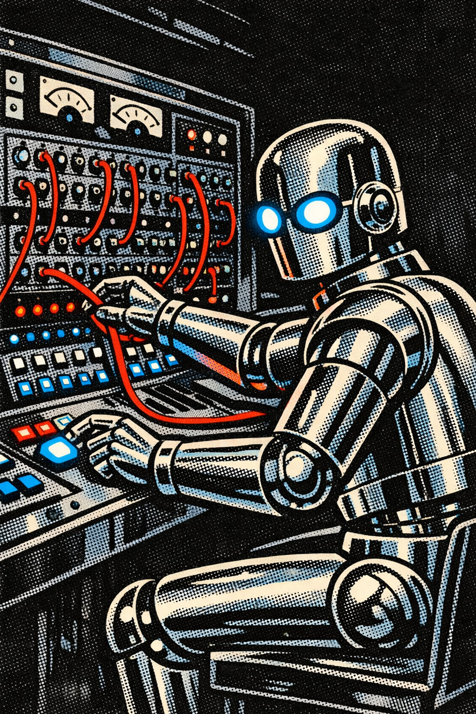 Robot receptionist handling automated messaging and CRM workflows for a service-based business.