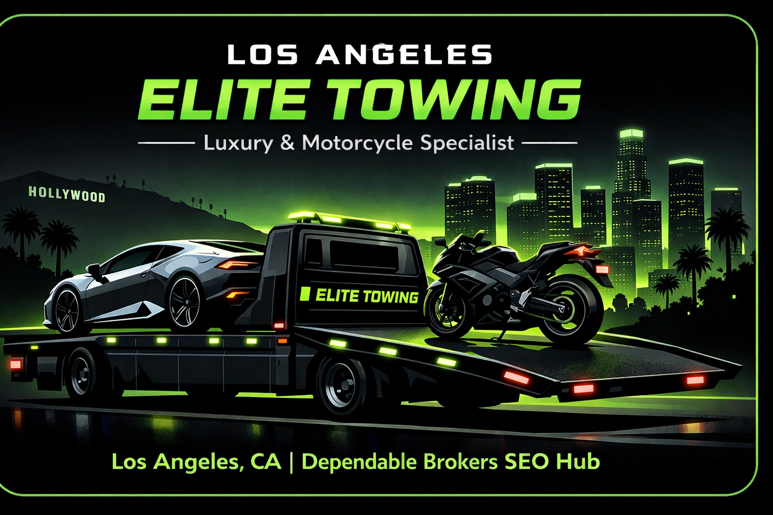 [HERO] Los Angeles Elite Towing - Luxury & Motorcycle Specialist | Los Angeles, CA | Dependable Brokers SEO Hub