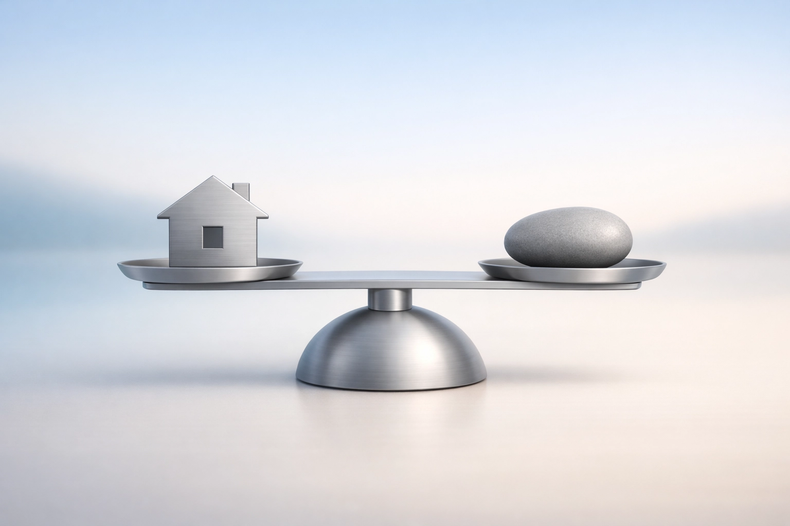 A balanced scale representing market equilibrium and buyer leverage in North Idaho real estate.