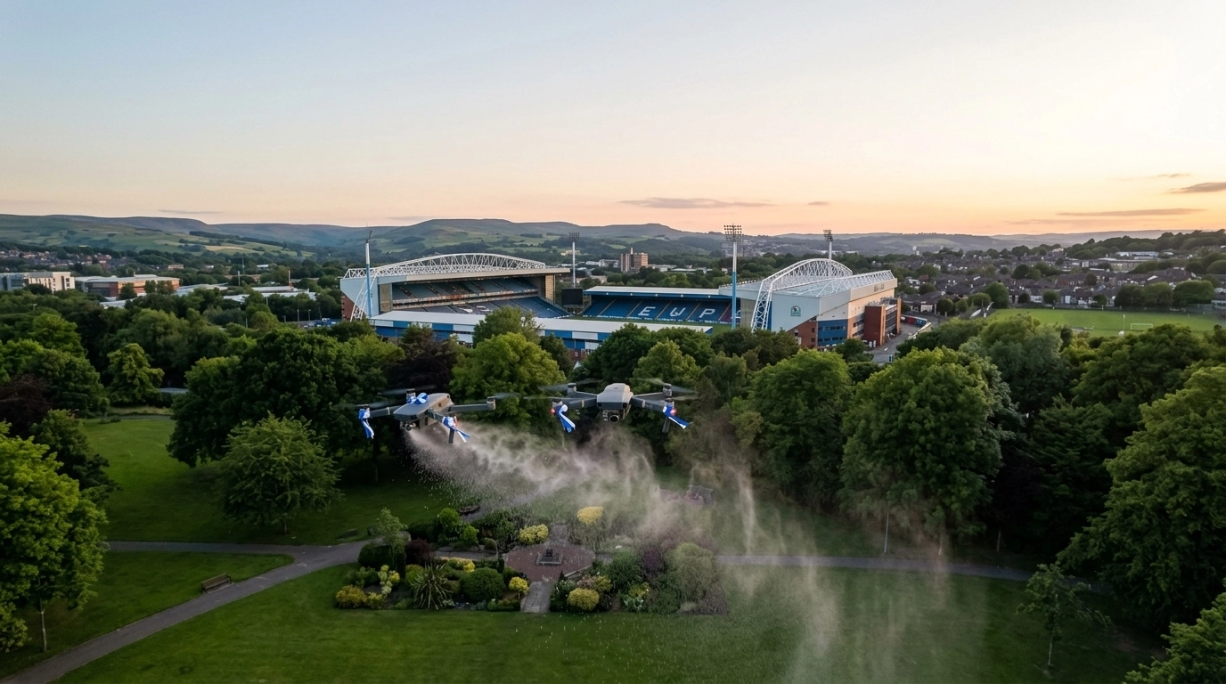 A blue and white farewell near Ewood Park