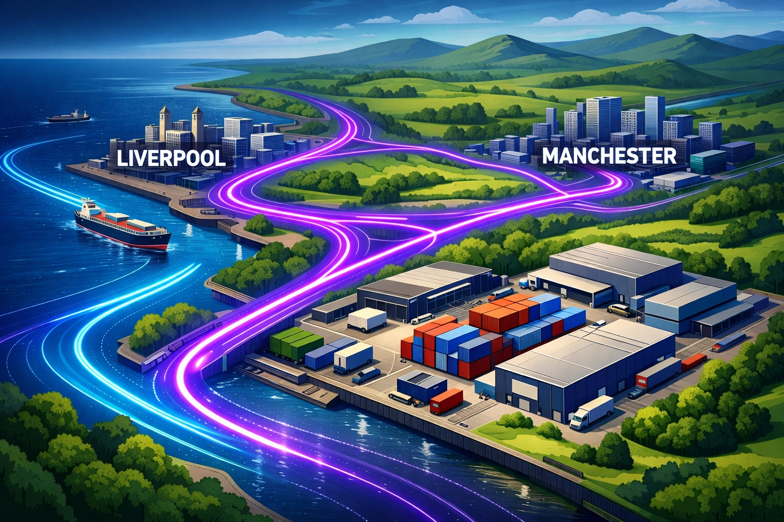 Map of North West England showing the logistics boom and transport links for HGV driver jobs.