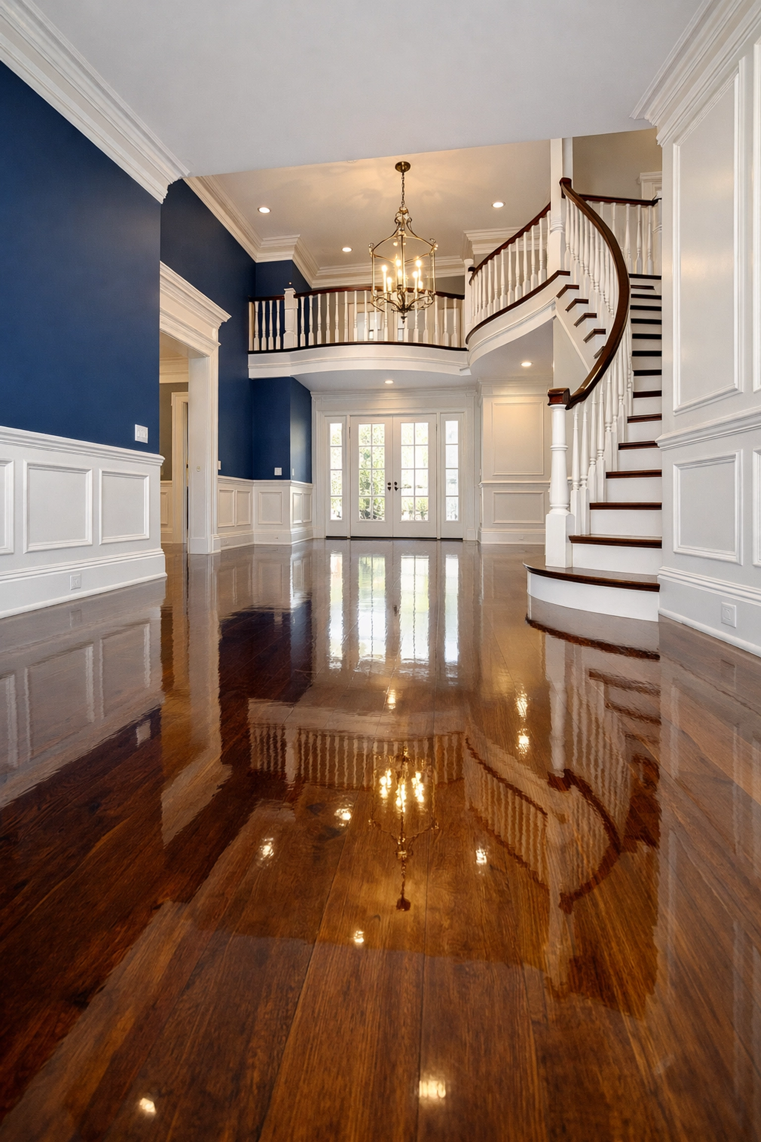 Sanitized luxury foyer with gloss floors ready for move-in residential cleaning Massachusetts in Dover.