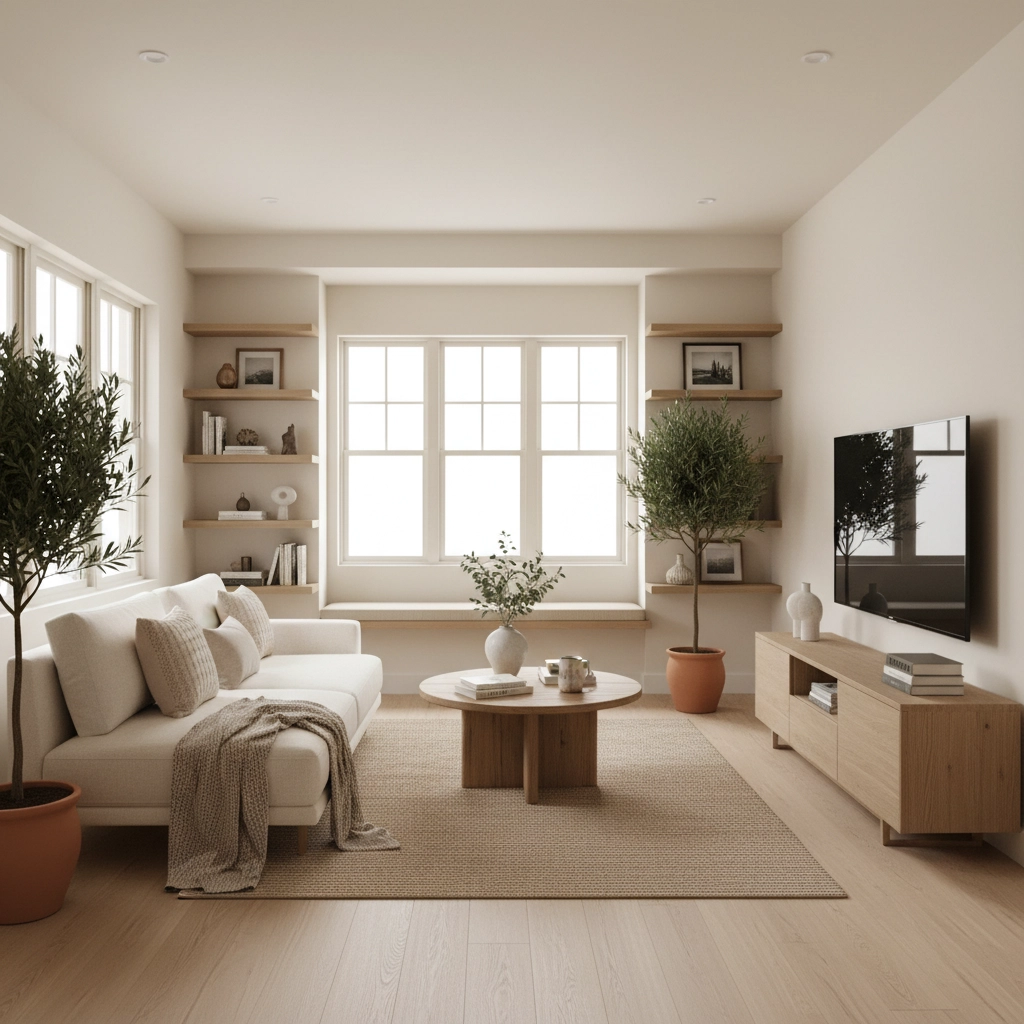 Contemporary smaller home with a well-maintained garden, representing a successful downsizing outcome Contemporary smaller home with a well-maintained garden, representing a successful downsizing outcome