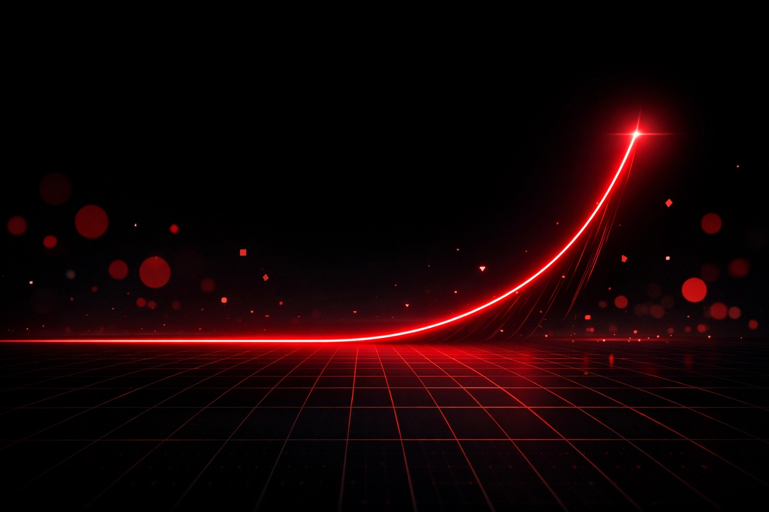A glowing red upward trend line on a dark grid illustrating fast site speed and SEO performance growth.