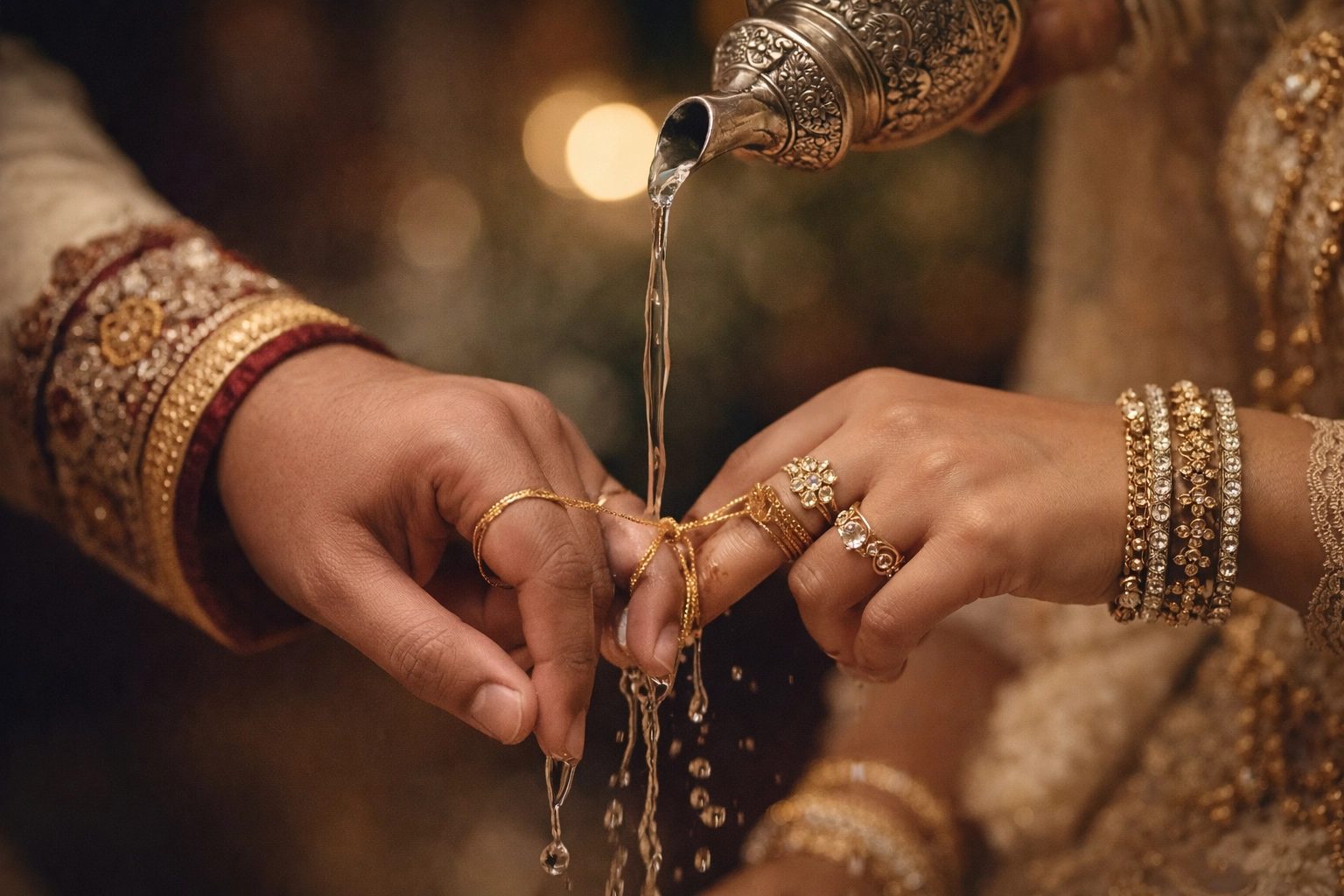 Water Pouring Ritual over Bound Fingers