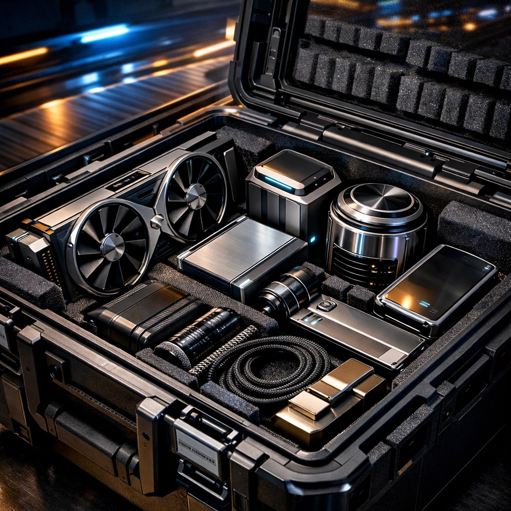 High-value electronic components packed in a shipping crate for efficient global logistics.