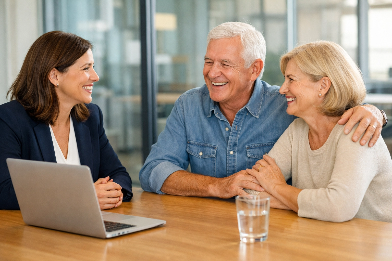 Medicare insurance agent helping a couple with a stress-free consultation at VitalShield.
