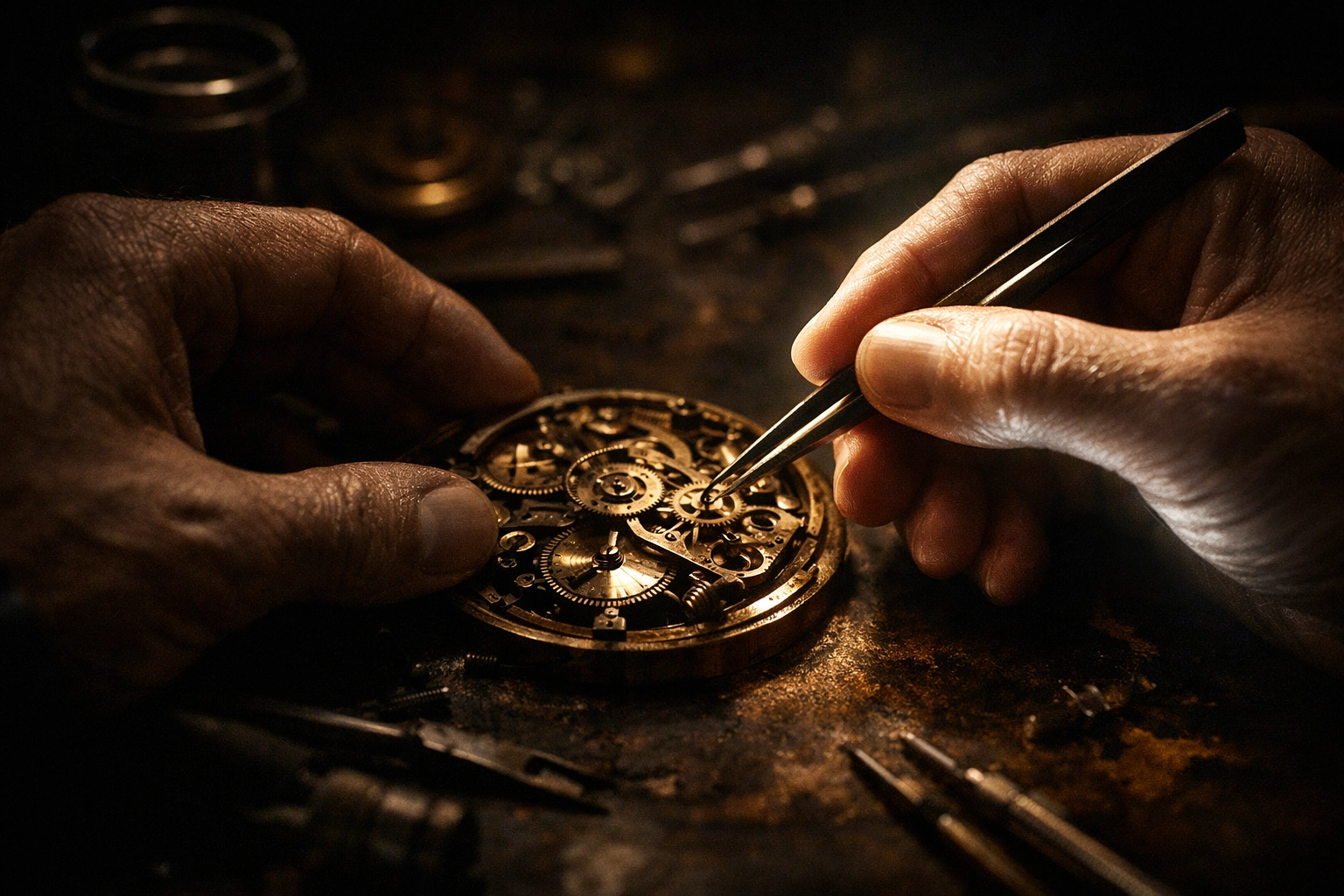 Skilled hands working on a mechanism, symbolizing own-occupation disability insurance for specialized professionals.