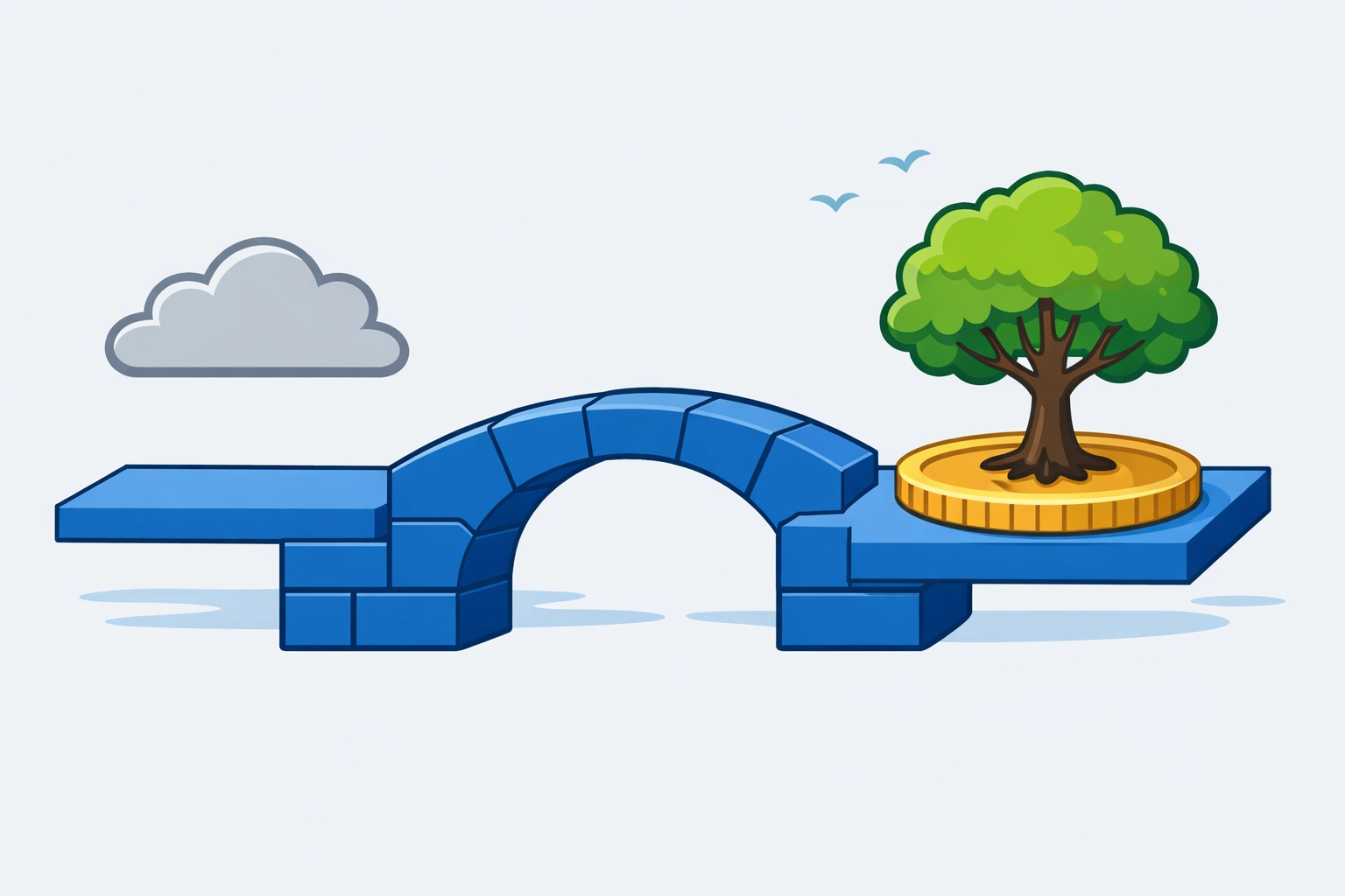 Strategic tax planning illustration showing a bridge to financial growth through a Roth IRA conversion.